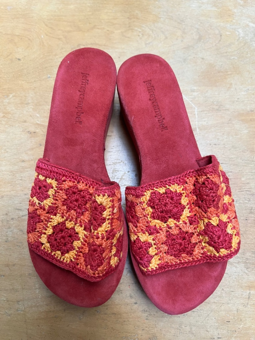 Jeffrey Campbell Suede Sandals w/ Crochet Strap